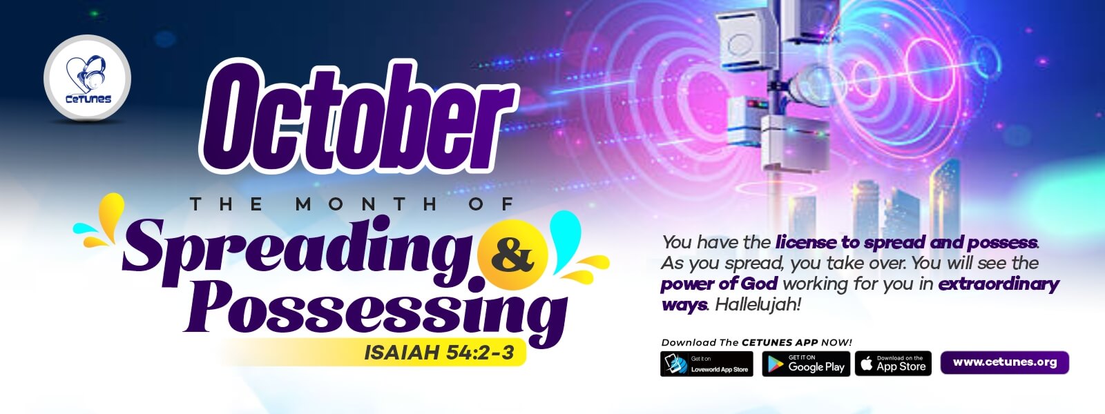 OCTOBER - THE MONTH OF SPREADING AND POSSESSING